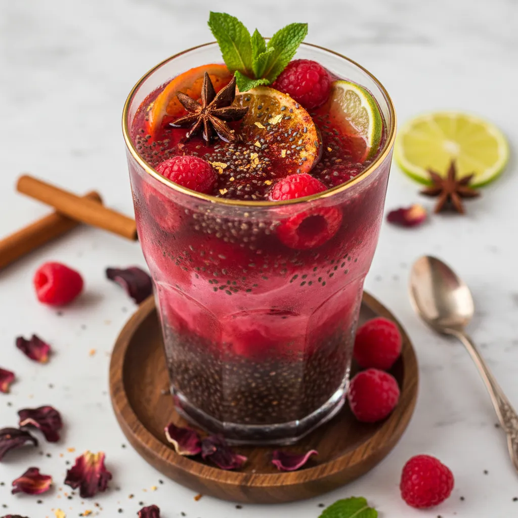 Spiced Raspberry Chia Refresher with Hibiscus