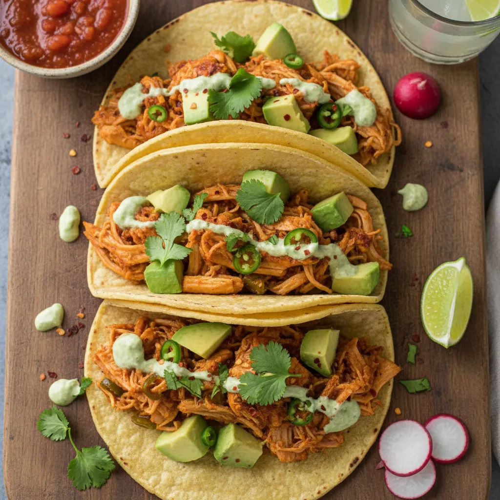 Spicy Avocado Cilantro Jackfruit Tacos