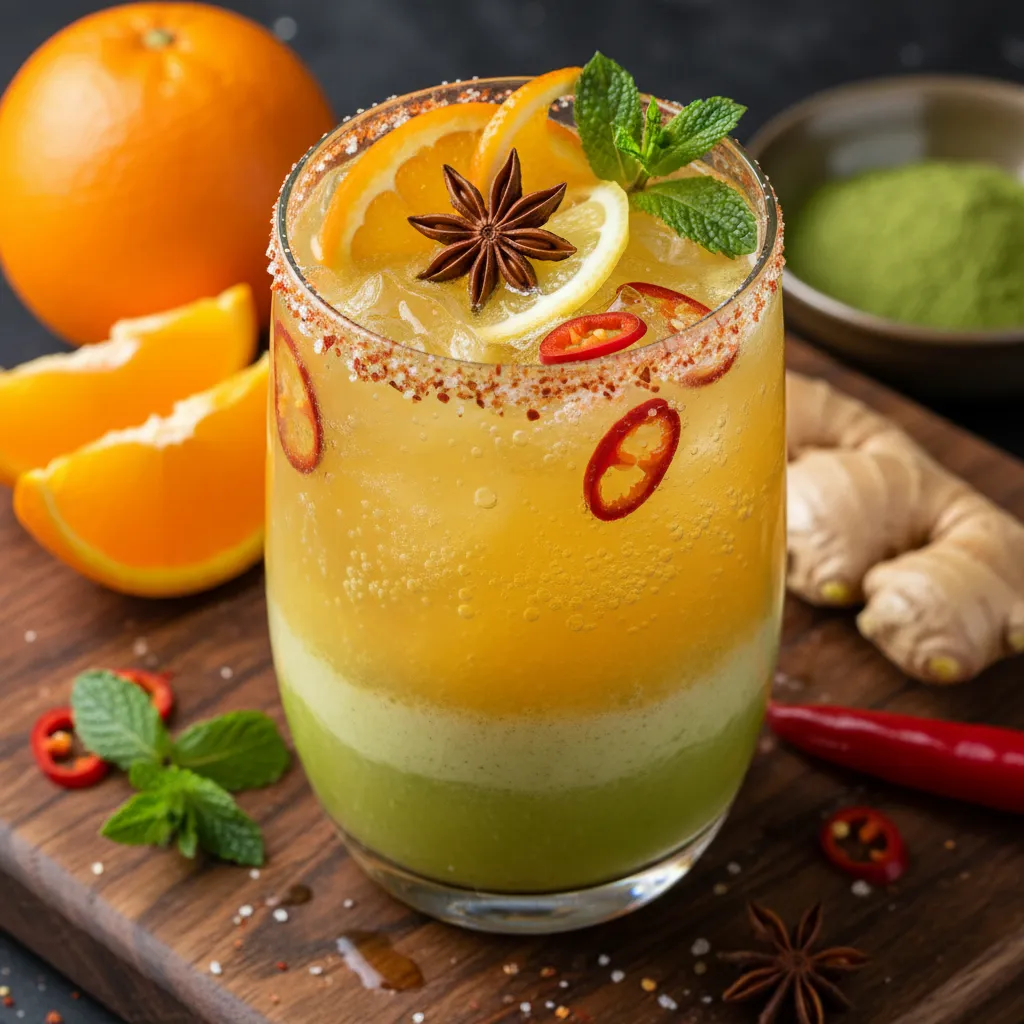 Spicy Citrus and Ginger Matcha Sparkler