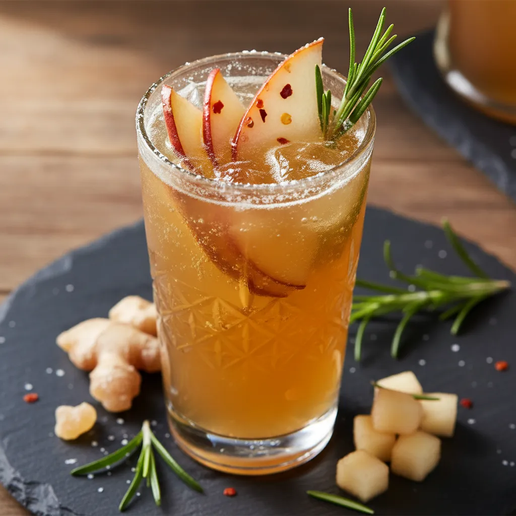 Spicy Ginger Pear and Rosemary Spritzer