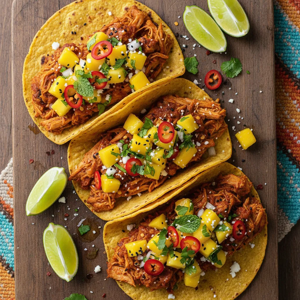 Spicy Jackfruit Tacos with Mango Mint Salsa