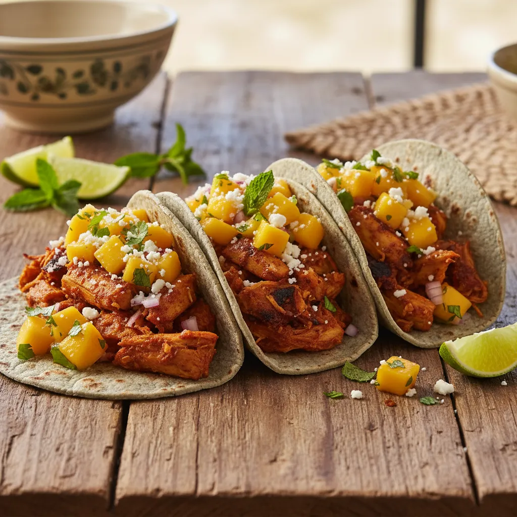 Spicy Jackfruit Tacos with Mango Mint Salsa