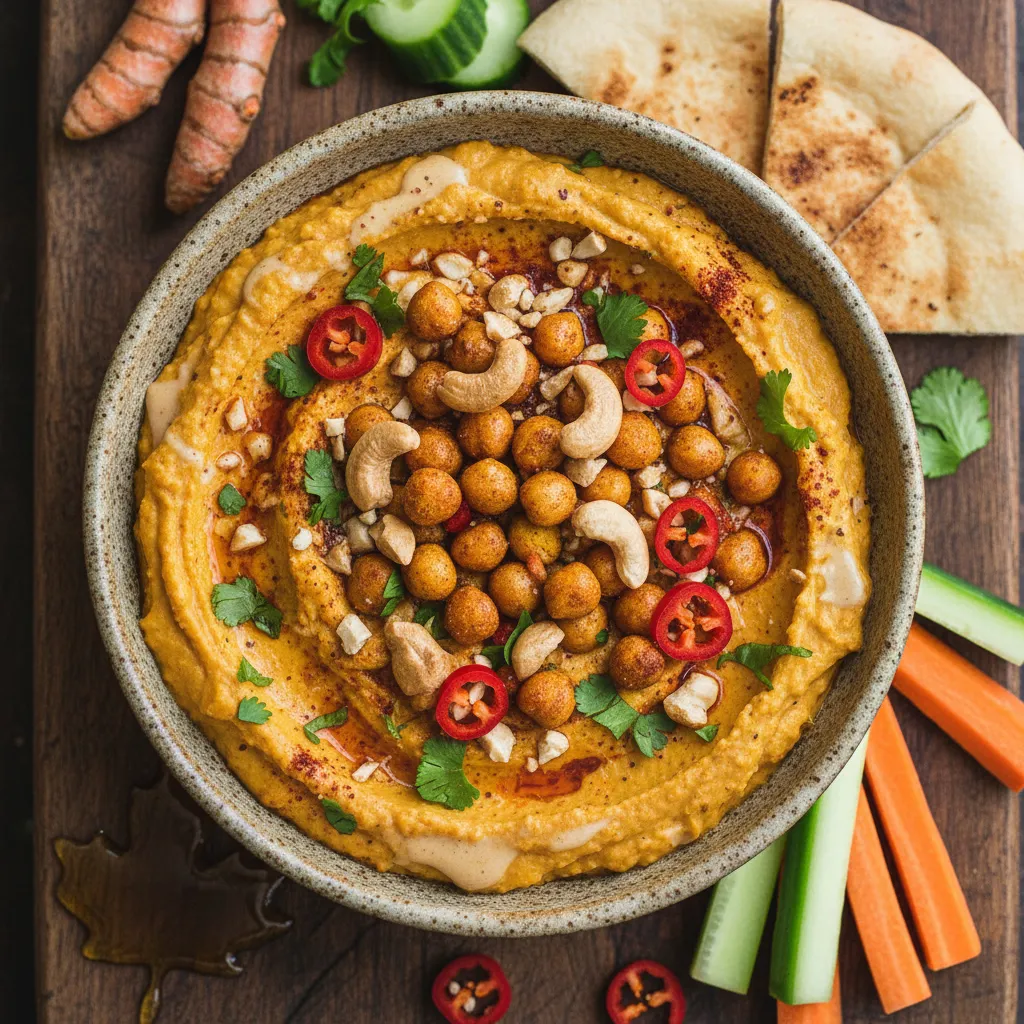 Spicy Maple Cashew Chickpea Dip with Turmeric Infusion