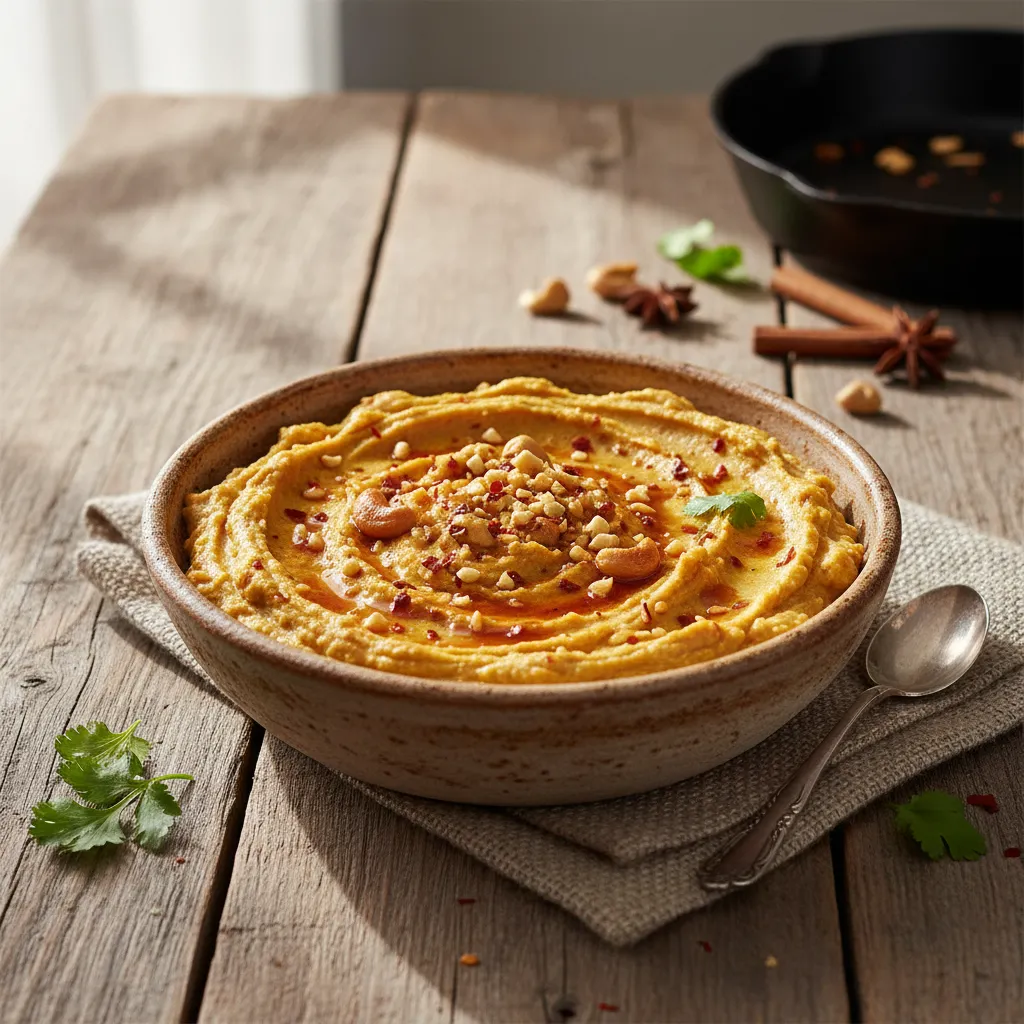 Spicy Maple Cashew Chickpea Dip with Turmeric Infusion