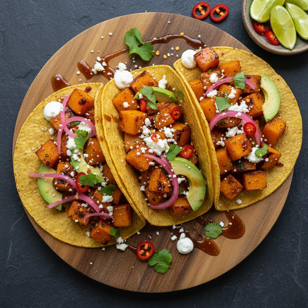 Spicy Maple Infused Butternut Squash Tacos