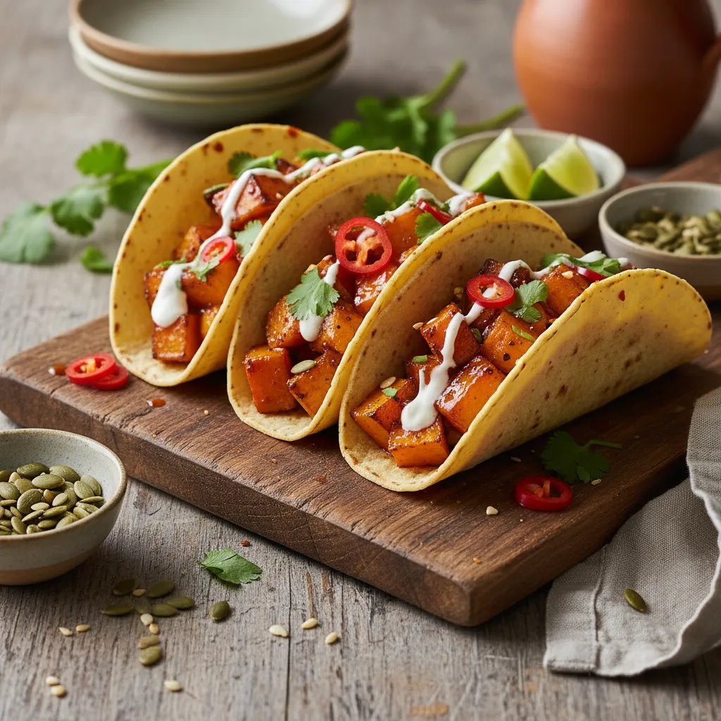 Spicy Maple Infused Butternut Squash Tacos