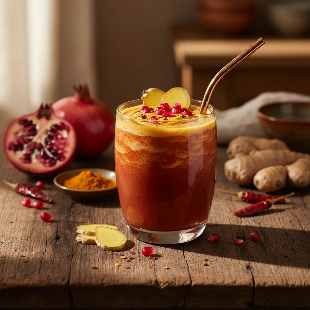 Spicy Pomegranate and Turmeric Smoothie Elixir