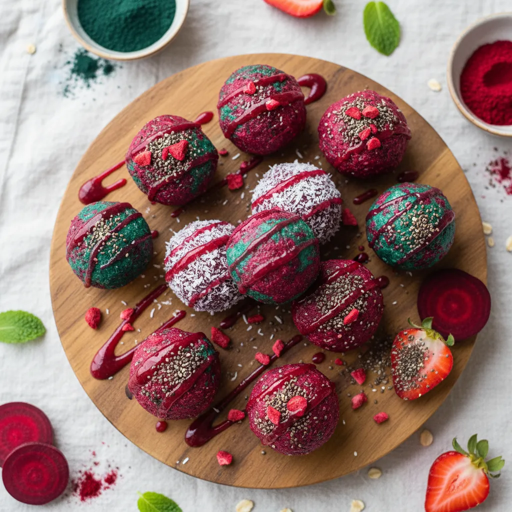 Spirulina-Infused Strawberry Beet Energy Bites