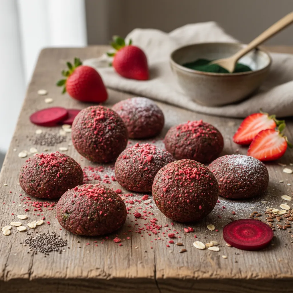 Spirulina-Infused Strawberry Beet Energy Bites