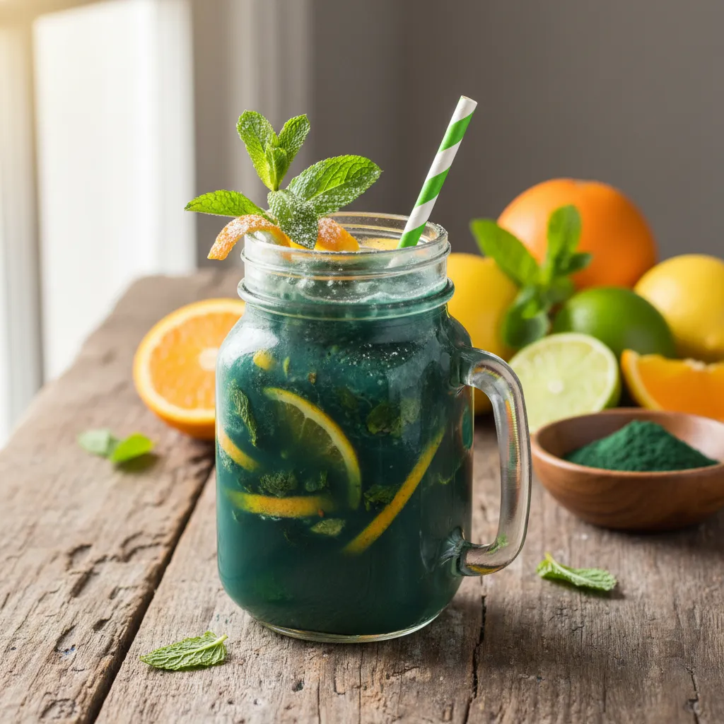 Spirulina Citrus Twist Smoothie with Seasonal Mint