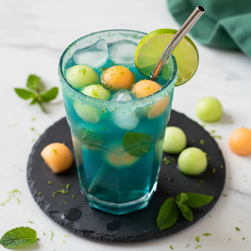 Spirulina Infused Mint Melon Cooler