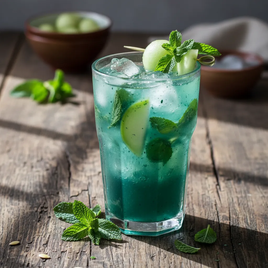 Spirulina Infused Mint Melon Cooler