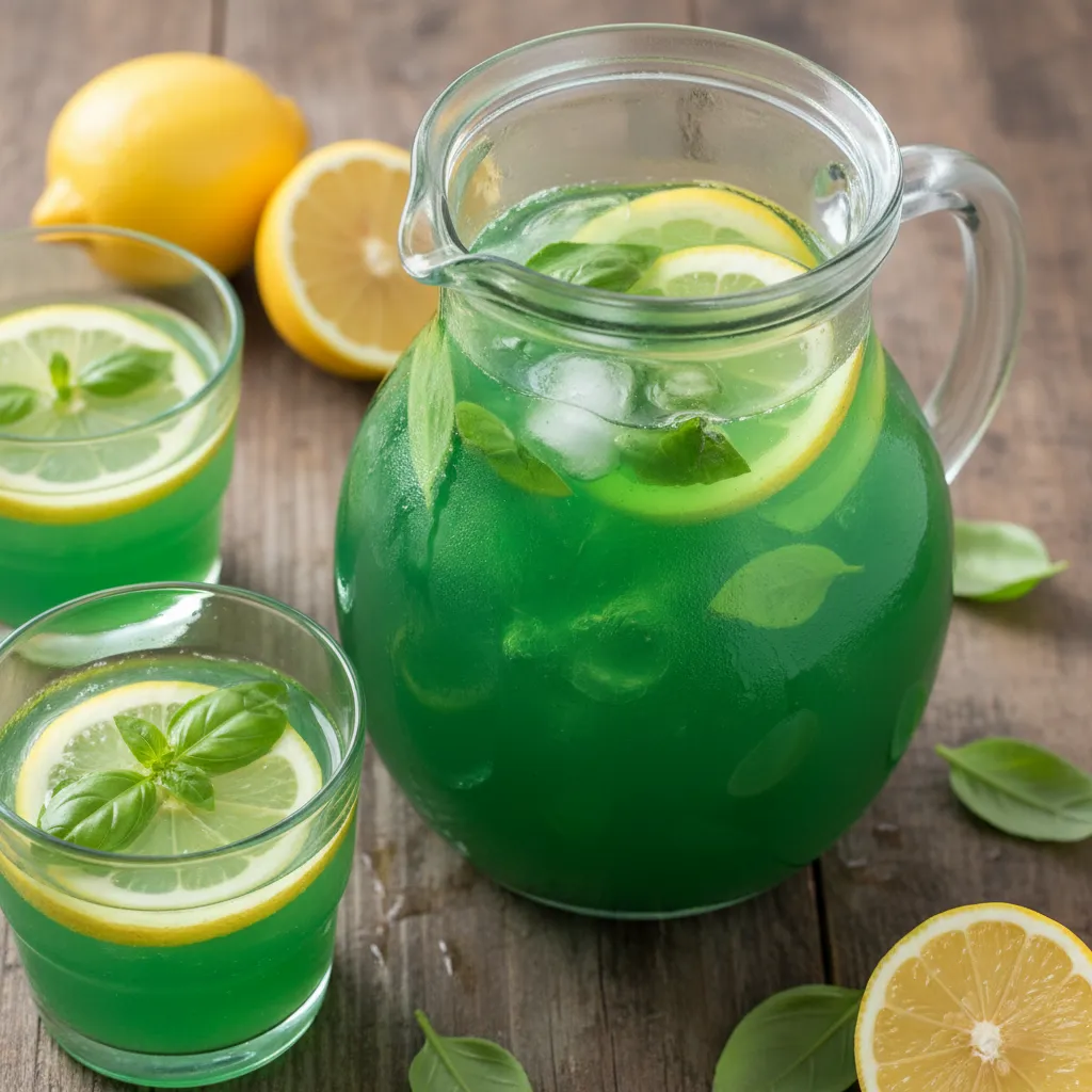 Spring Basil Lemonade with Spirulina Twist