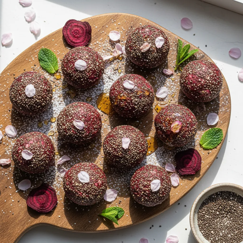 Spring Blossom Beetroot Chia Seed Energy Bites