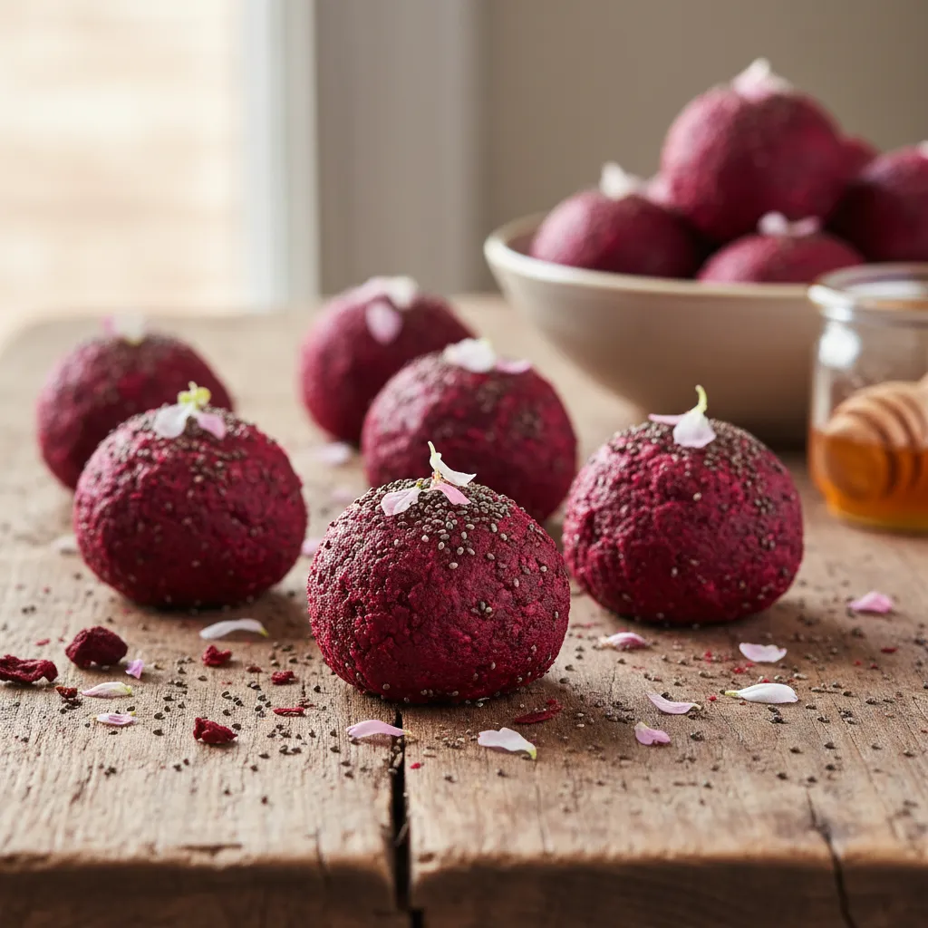 Spring Blossom Beetroot Chia Seed Energy Bites
