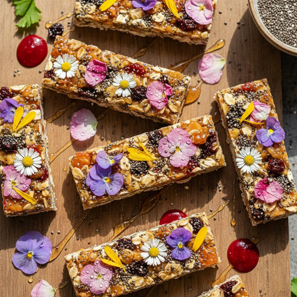 Spring Blossom Chia Energy Bars with Edible Petals