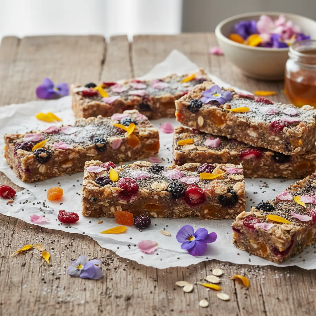 Spring Blossom Chia Energy Bars with Edible Petals