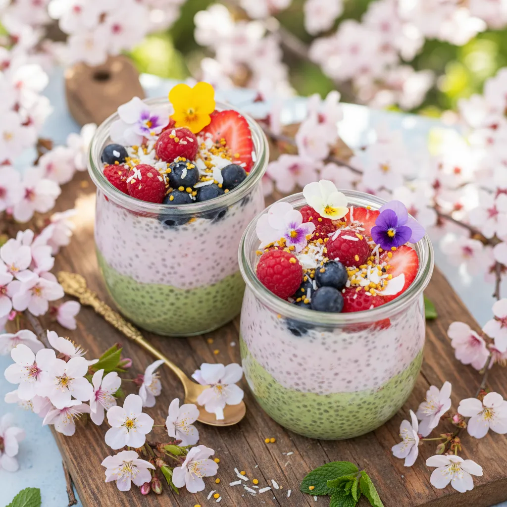 Spring Blossom Chia Energy Cups with Edible Flowers