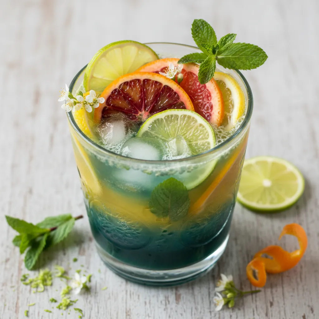 Spring Citrus Spirulina Refresher with Mint Infusion