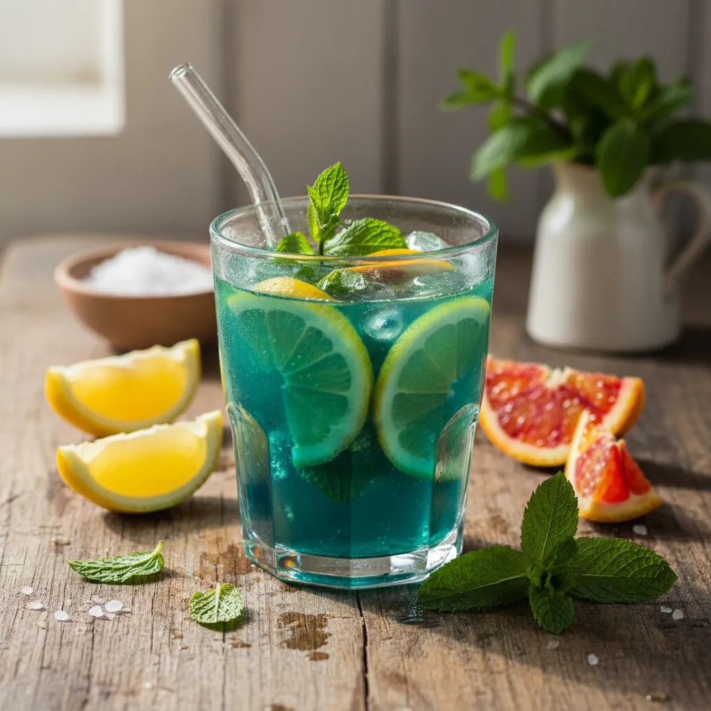 Spring Citrus Spirulina Refresher with Mint Infusion