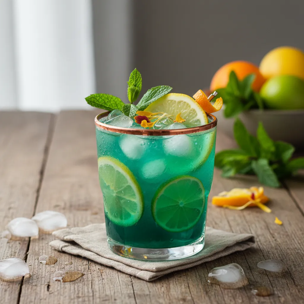 Spring Citrus and Mint Spirulina Mocktail