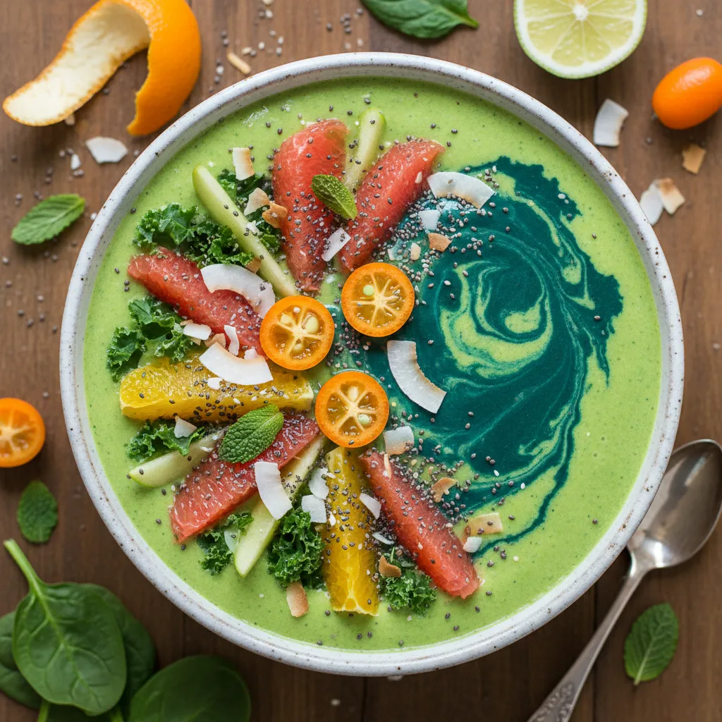 Spring Green Citrus Boost Smoothie with Spirulina Splash