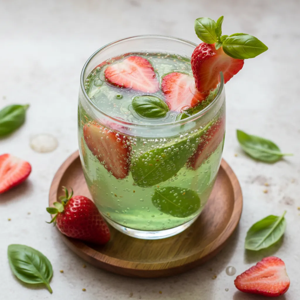 Strawberry Basil Sparkling Green Tea