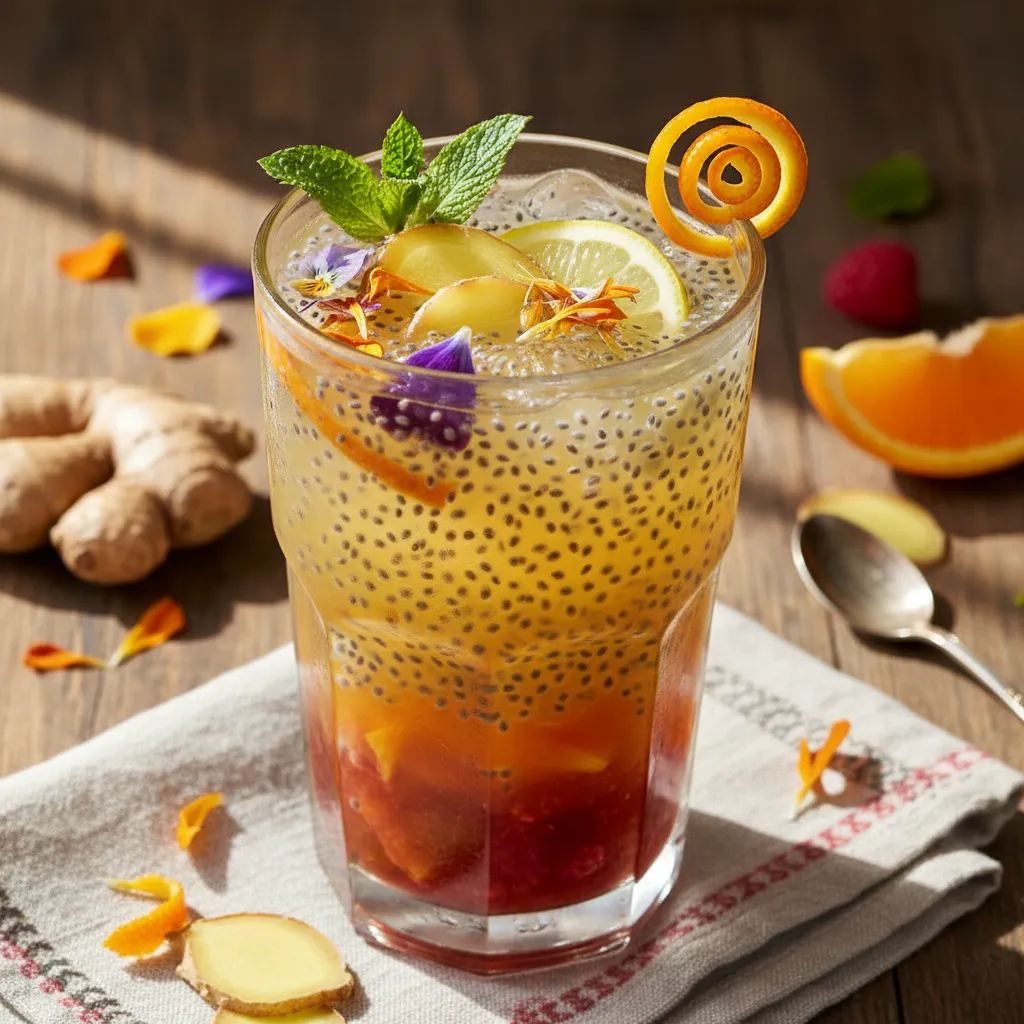 Sunset Citrus Chia Refresher with Ginger Twist