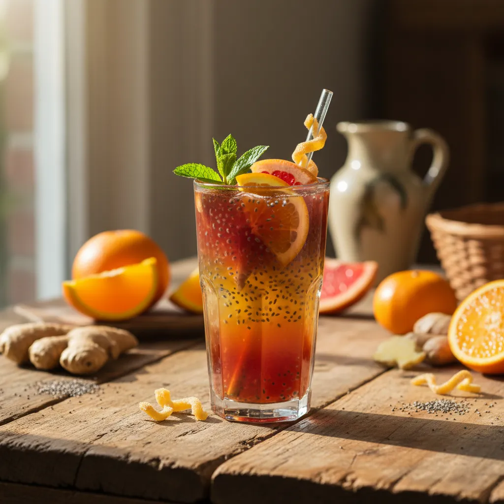 Sunset Citrus Chia Refresher with Ginger Twist