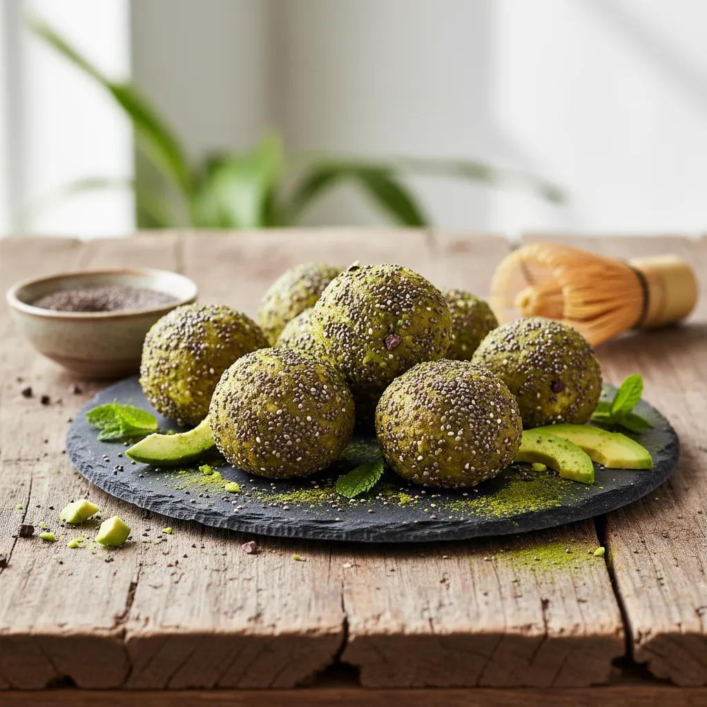 Surprising Avocado and Matcha Chia Energy Bites