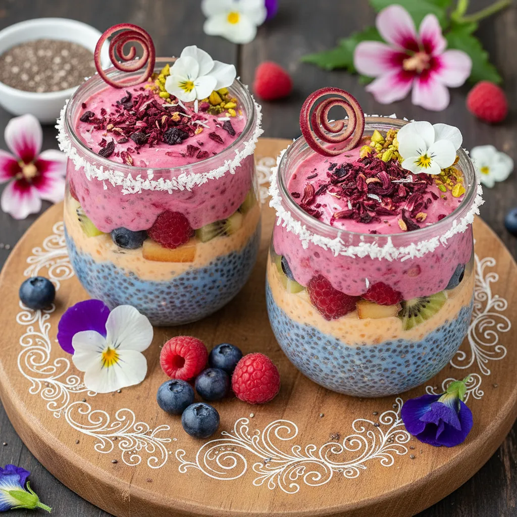 Surprising Floral Chia Seed Energy Cups with Hibiscus Twist