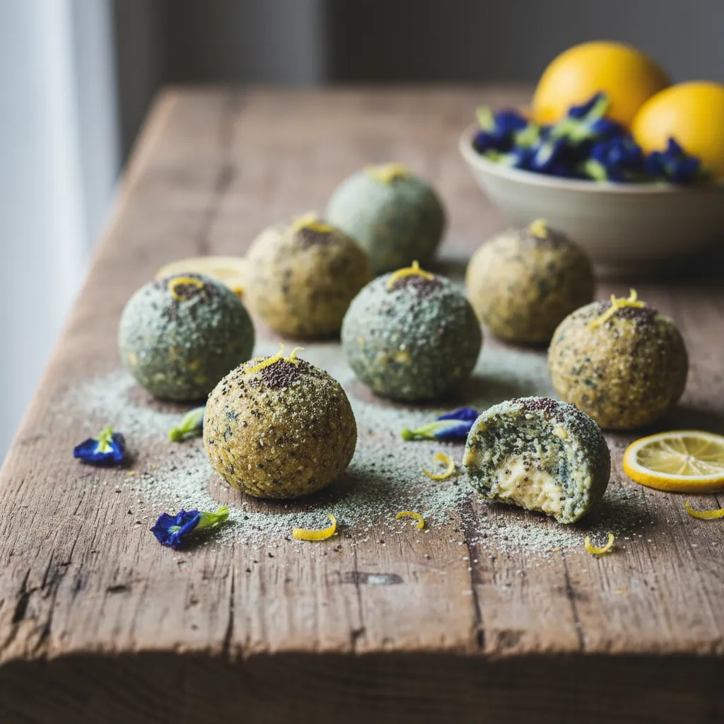 Surprising Pea Blossom and Lemon Chia Energy Bites