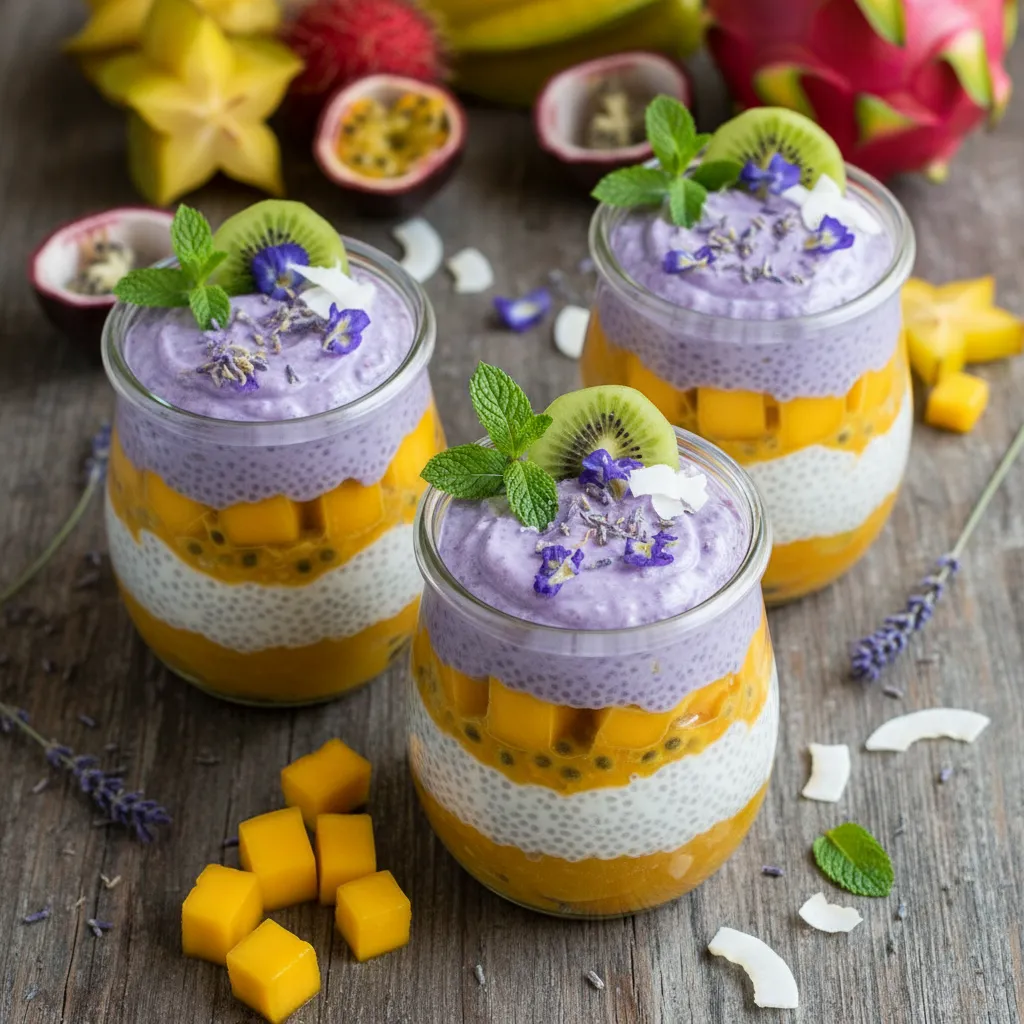 Tropical Lavender Mango Chia Pudding Cups
