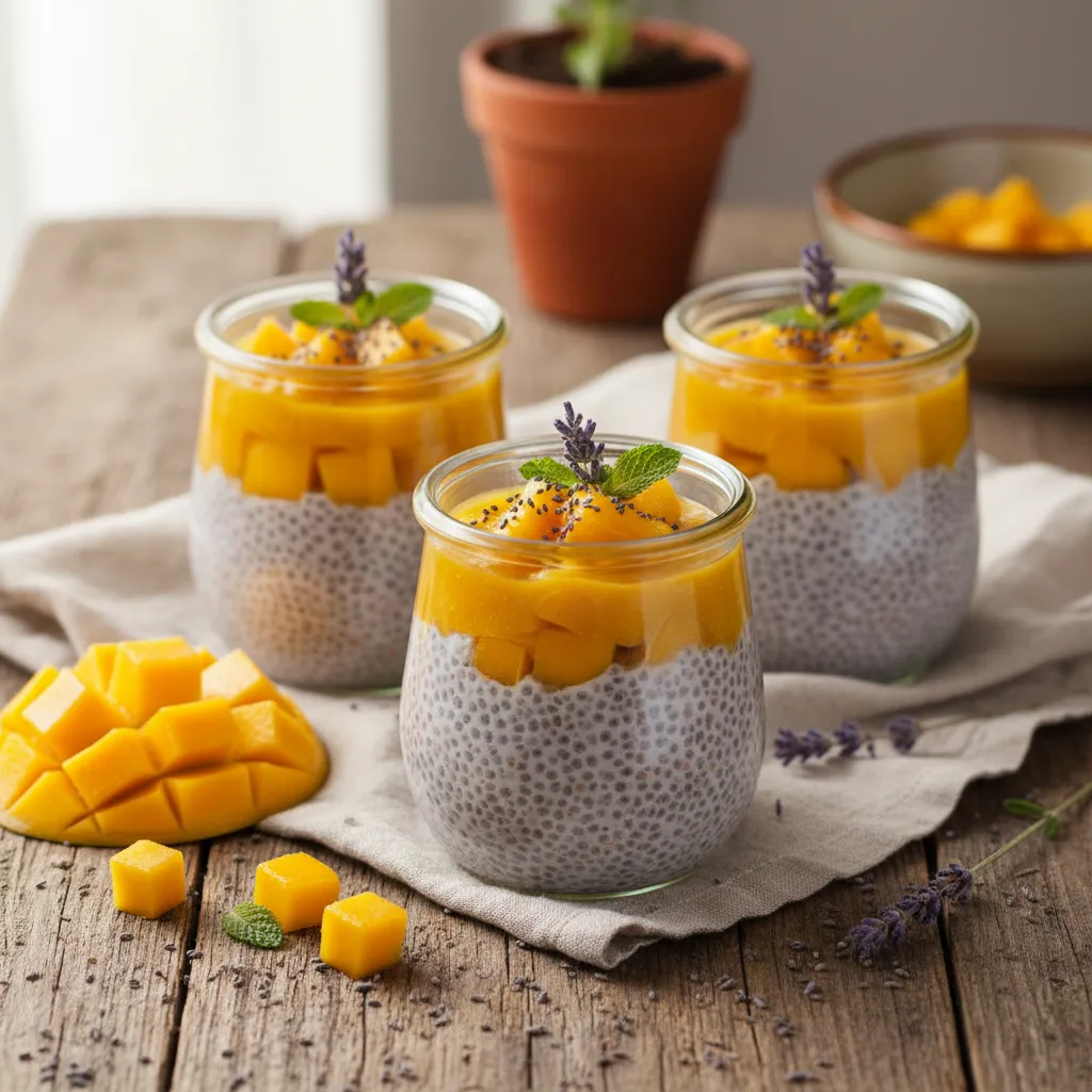 Tropical Lavender Mango Chia Pudding Cups