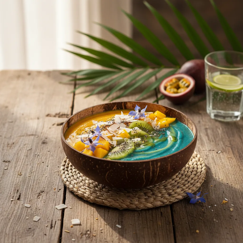 Tropical Mango & Spirulina Refreshing Smoothie Bowl