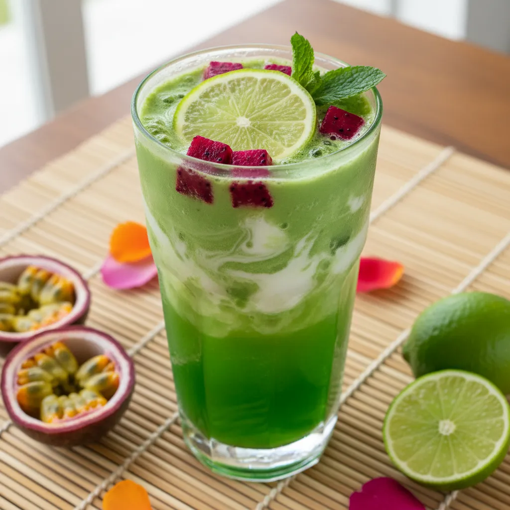Tropical Matcha-Lime Sparkler