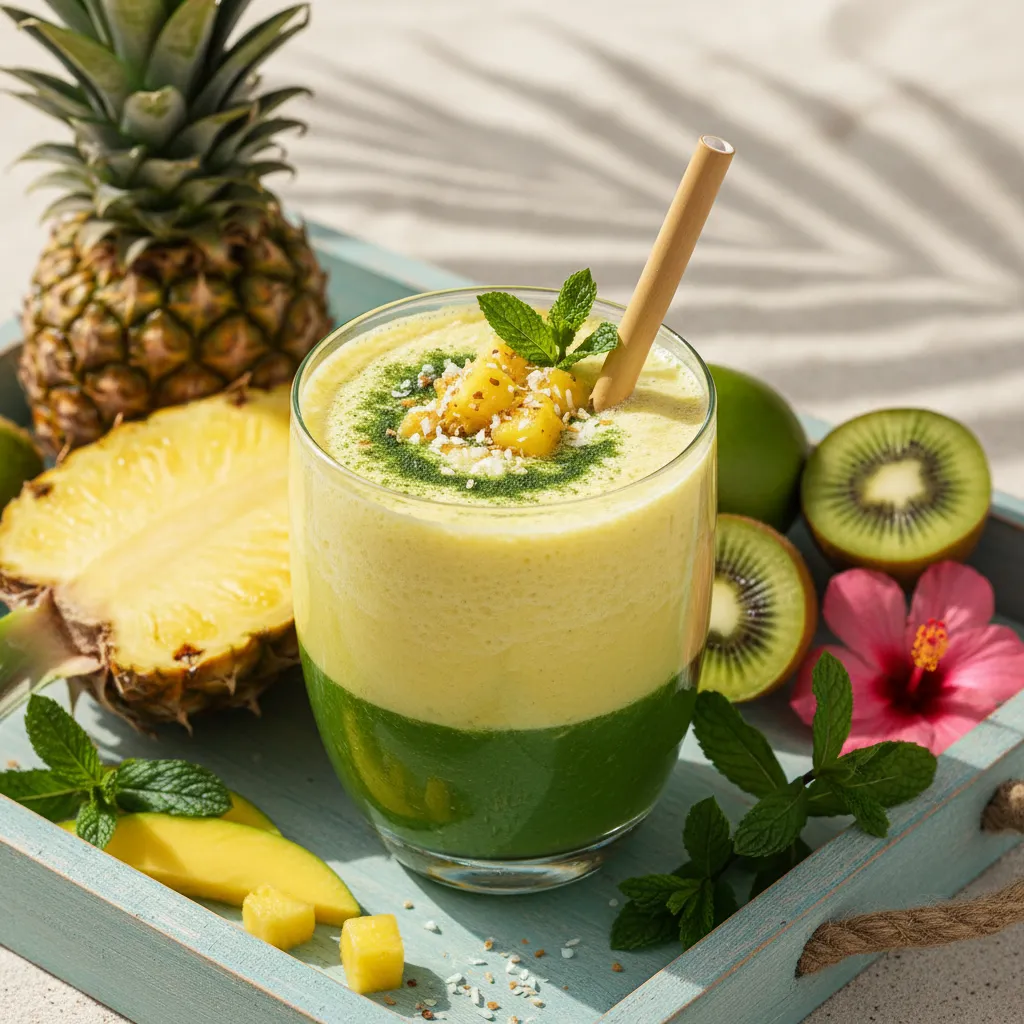 Tropical Matcha and Pineapple Breeze Smoothie