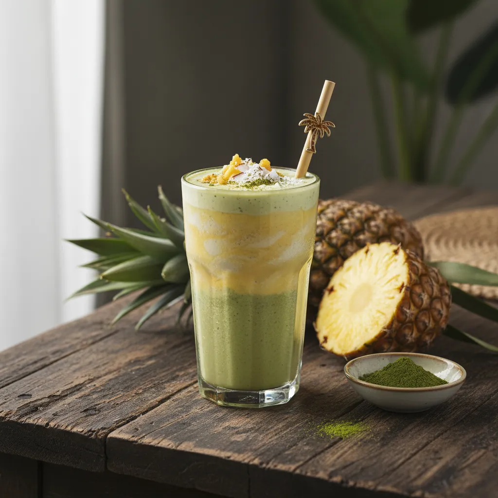 Tropical Matcha and Pineapple Breeze Smoothie