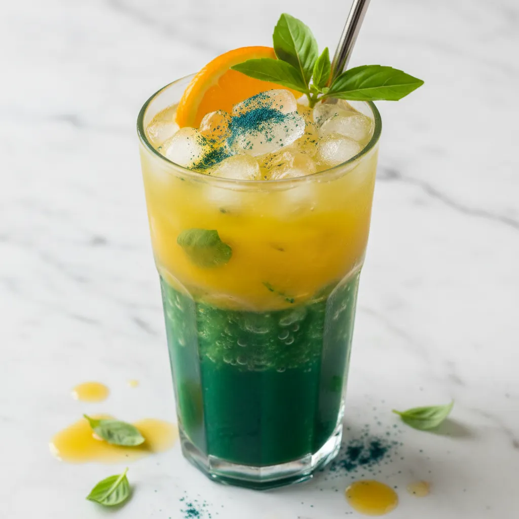 Tropical Orange-Basil Spirulina Cooler