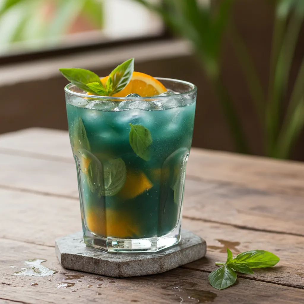 Tropical Orange-Basil Spirulina Cooler
