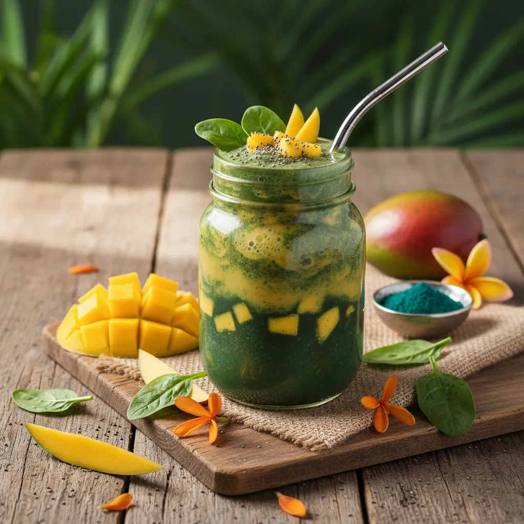 Tropical Spinach Mango Spirulina Smoothie Boost