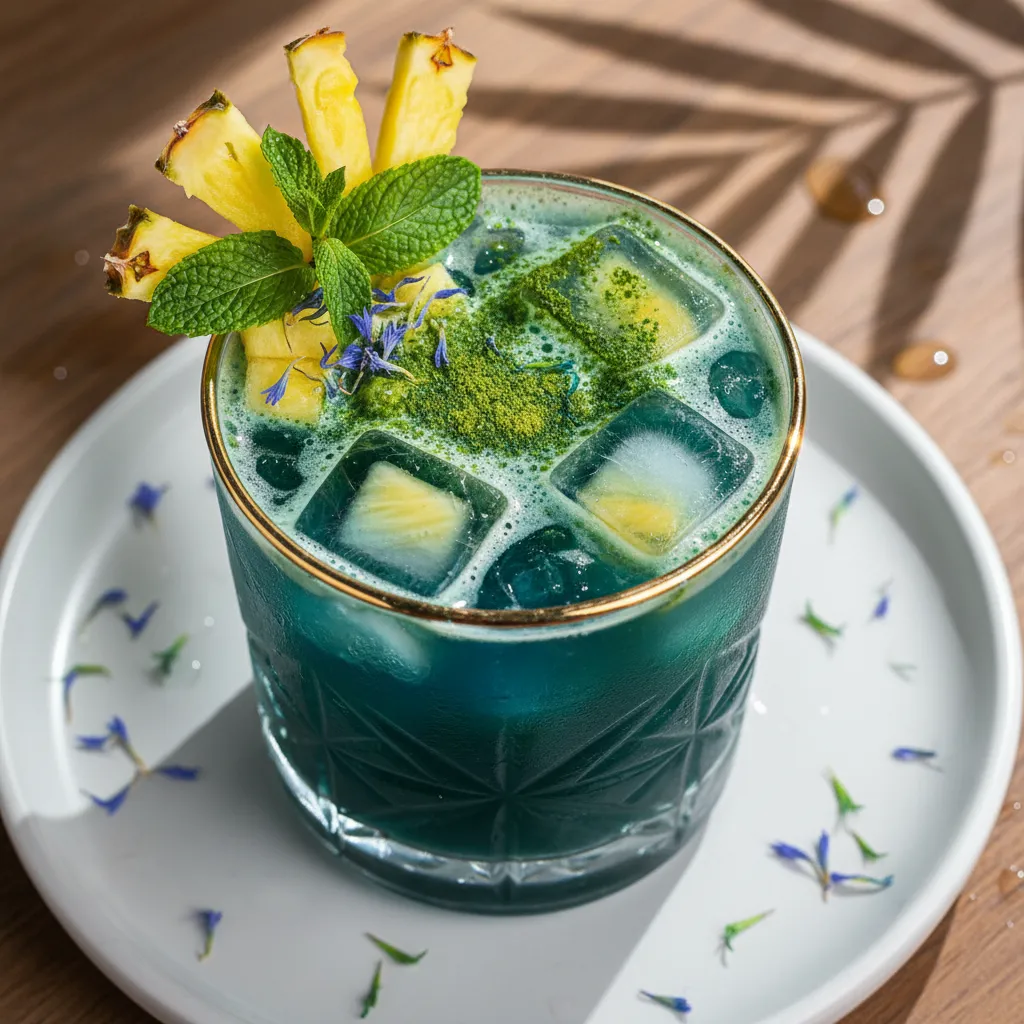 Tropical Spirulina Infusion with Pineapple and Mint