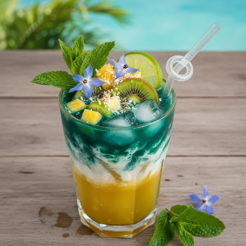 Tropical Spirulina Pineapple Fusion Drink with Mint