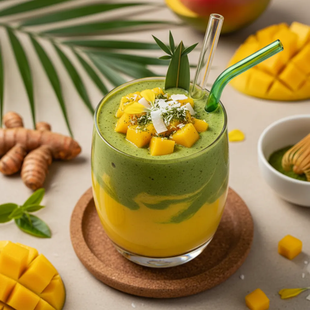 Tropical Turmeric Mango and Matcha Infusion Smoothie