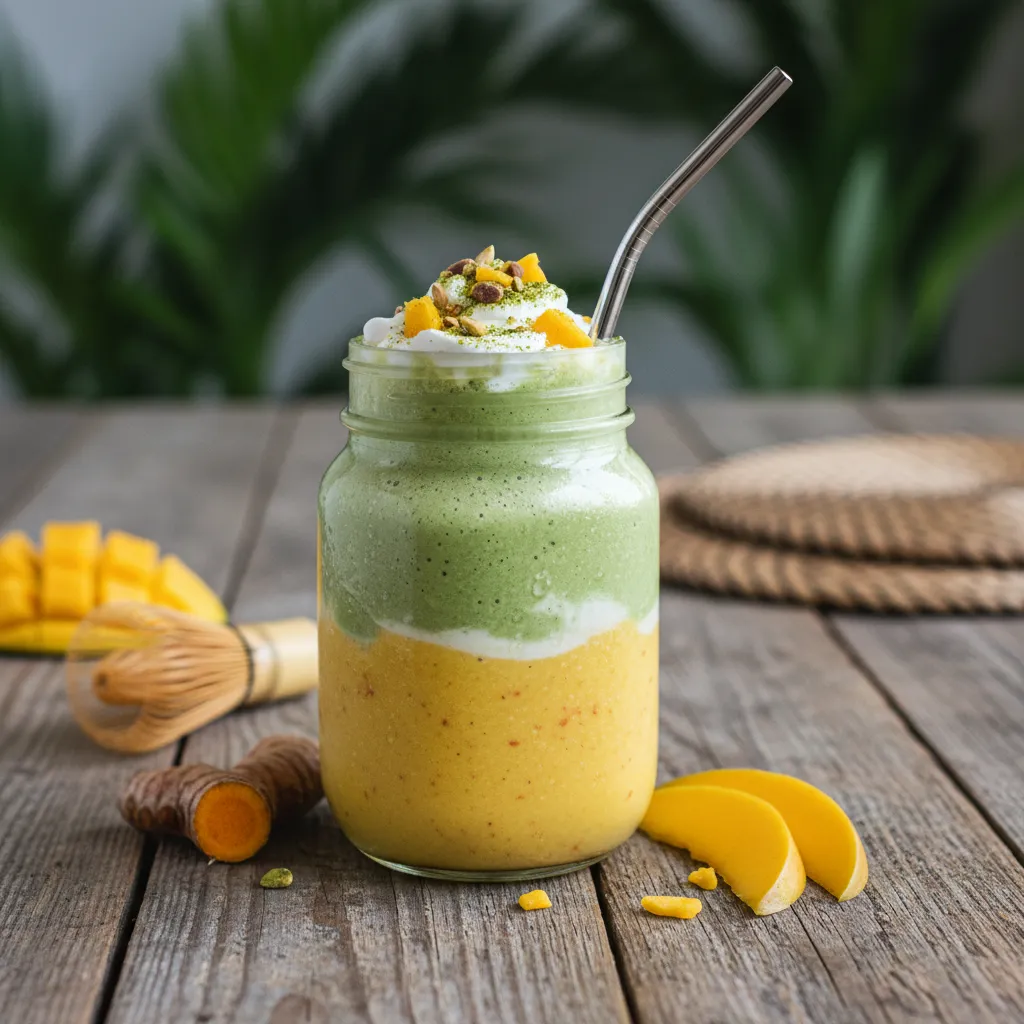 Tropical Turmeric Mango and Matcha Infusion Smoothie