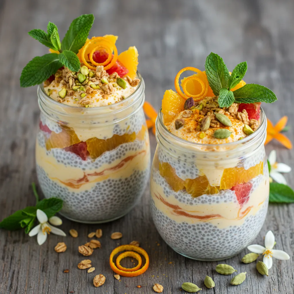 Twisted Citrus & Cardamom Chia Pudding Parfaits