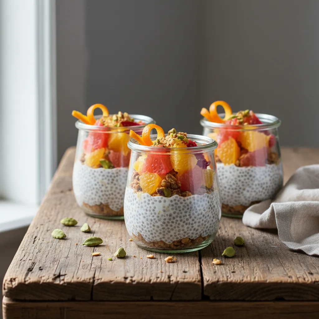 Twisted Citrus & Cardamom Chia Pudding Parfaits