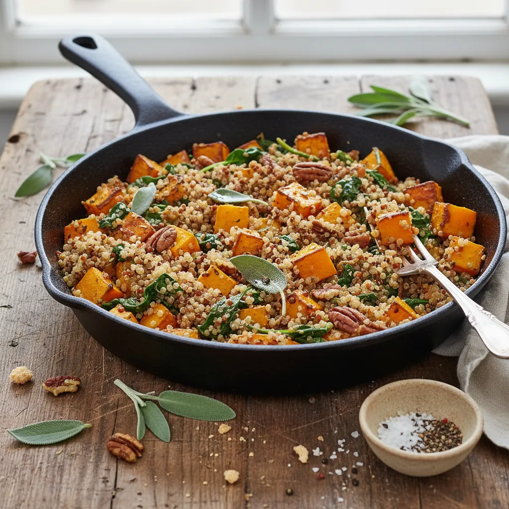 Vegan Butternut Squash & Quinoa Skillet with Sage Infusion