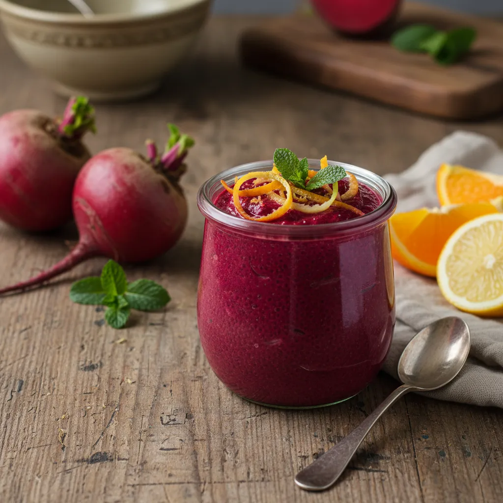 Velvet Beetroot Chia Pudding with Citrus Zest