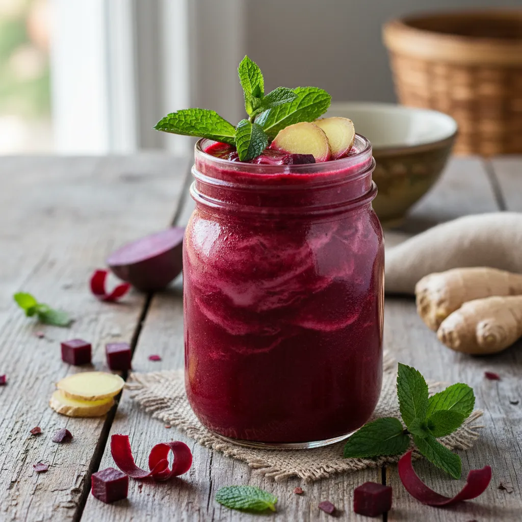 Vibrant Beet and Ginger Superfood Smoothie With Mint Infusion